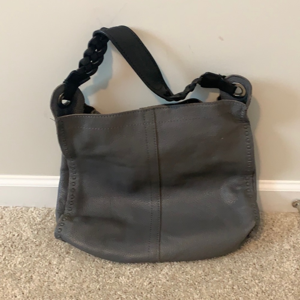 Lucky Brand Gray Leather Tote Bag